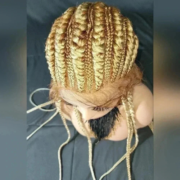 Braided wigs 100% handmade, long braids, blond wig stunning feeding cornrows,NWT - Picture 5 of 16